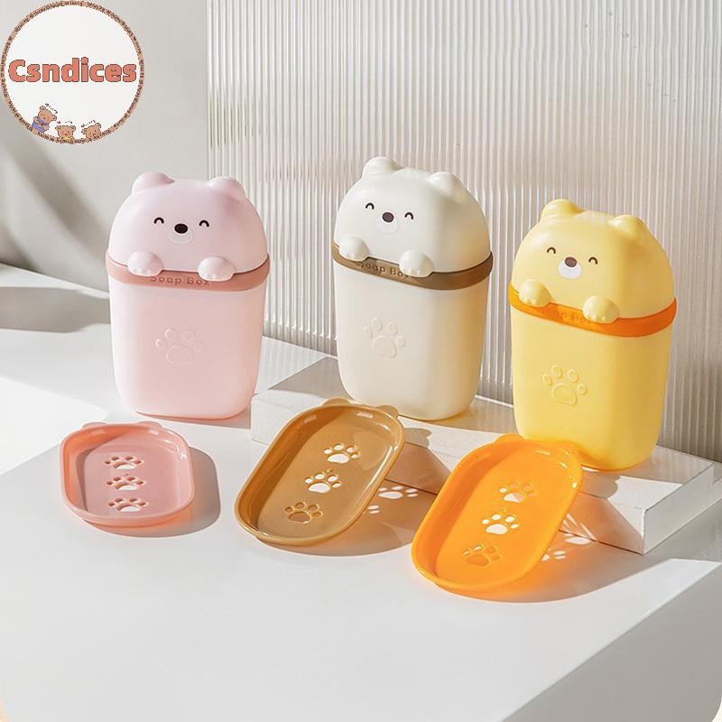 Csndices การ์ตูนจานสบู่ Travel กล่องคอนเทนเนอร์พร้อมฝาปิดทนทานสบู่แบบพกพาปิดผนึก Organizer ห้องน้ําเดินป่ากลางแจ้ง TH