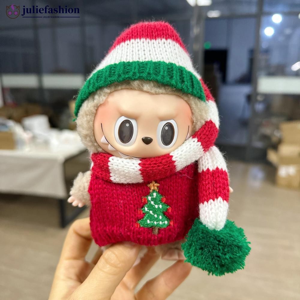 Juliefashion (เสื้อผ้าเท่านั้น) สําหรับ 15 ซม. Labubu ตุ๊กตาเสื้อผ้าคริสต์มาสแฟชั่นเสื้อผ้าตุ๊กตาการจับคู่สีตุ๊กตาอุปกรณ์เสริมน่ารักตกแต่งผ้าเล็กๆ G7R3