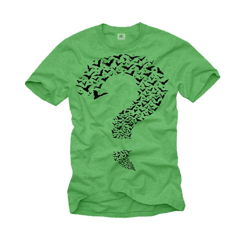 Cool Big Bang Theory T-Shirt for Men "The Riddler" with funny Questionmark and bat print green S-XXX