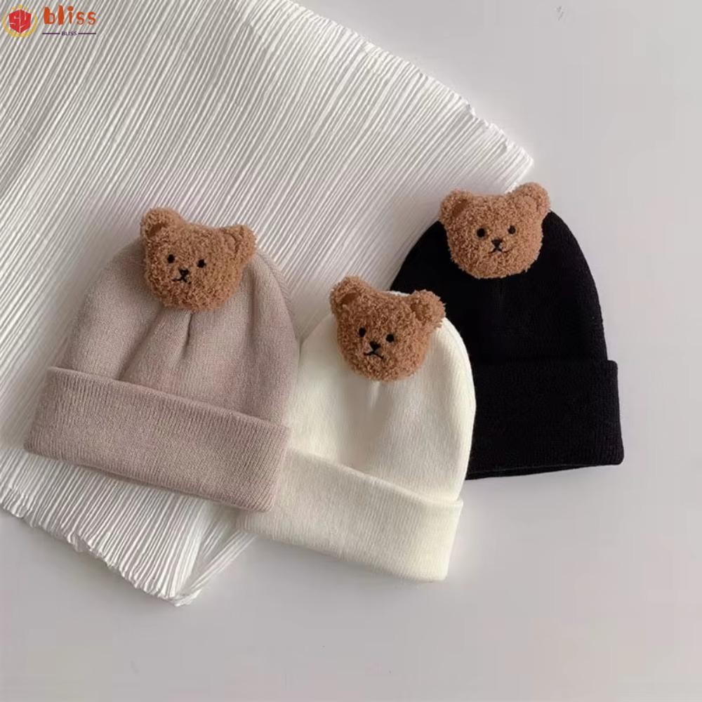 Blliss หมวกถัก, การ์ตูนหมีเย็นหลักฐานเด็ก Bonnet, น่ารักนุ่มสบาย Thicken Warm Beanies ทารก