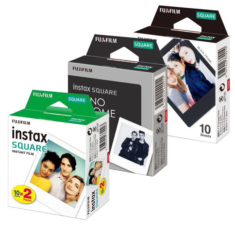 ฟิล์มสีดำขอบสี่เหลี่ยมสีขาวสำหรับ Instax รูปถ่าย10-20แผ่นสำหรับ Instax SQ10 SQ1 SQ6ใช้ร่วมกับเครื่อง