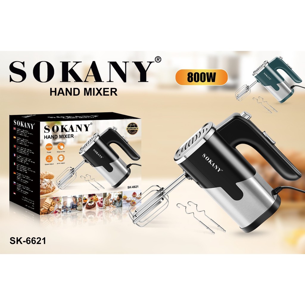 เครื่องผสมมือไฟฟ้า เครื่องผสม 5 สปีด เครื่องมือครัวมัลติฟังก์ชั่น 800W-SK6621