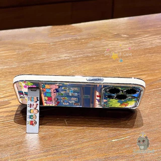 สําหรับ iPhone 11 16 13 12 7Plus 15 14 Pro Max Xr X Xs Max 8 6 6s Plus Case Crayon Shin-chan เวลาว่างเคสโทรศัพท์ + โซ่ + ผู้ถือชุบหรูหราคมชัดหน้าต่างกันกระแทกป้องกันปกหลัง