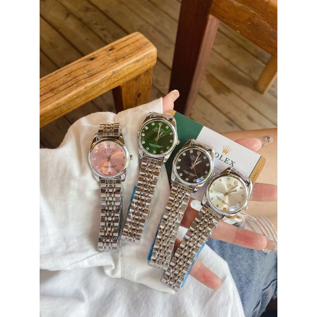Rolex ใหม่สุภาพสตรีแถบเหล็กนาฬิกาผู้หญิงนาฬิกาข้อมือควอตซ์, มัลติฟังก์ชั่แฟชั่นผู้ชายและผู้หญิงนาฬิกา