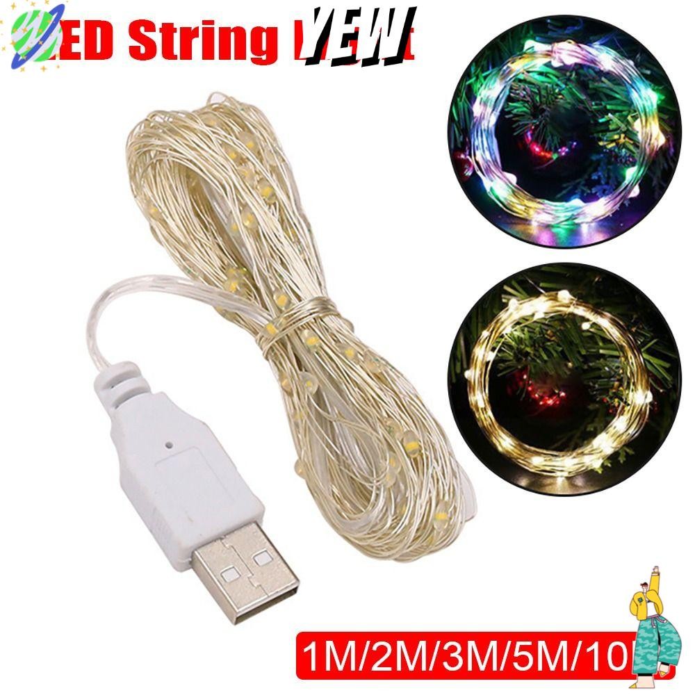 Yew ไฟ LED String, สีขาวสีสัน USB Fairy Light, กันน้ํา 1/2/3/5/10M ทองแดงลวดเงิน 5V Garland Light คริสต์มาสงานแต่งงานตกแต่ง