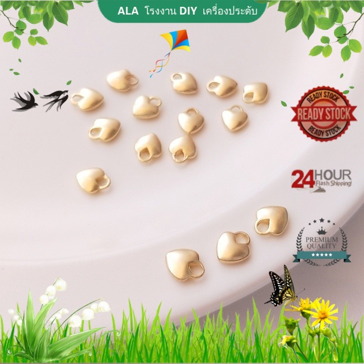 ALA เครื่องประดับ DIY กระเป๋าทอง14K รักษาสีหัวใจเล็กๆน้อยๆหยดจี้เล็กๆรูปหัวใจรักจี้โซ่หาง DIY สร้อยข้อมือเครื่องประดับจี้เครื่องประดับ[จี้โลหะ pendant กําไล จี้ลูกปัด จี้สร้อยคอ สร้อยข้อมือ จี้ชาร์ม จี้ ทองคําจี้ทองคําแท้]