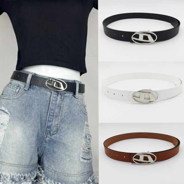 ผู้ชาย Y2k เข็มขัด Luxury Letter D เข็มขัด Punk PU หนังโลหะหัวเข็มขัดเข็มขัดกางเกงตกแต่งเรียบง่ายโลโก้เข็มขัด