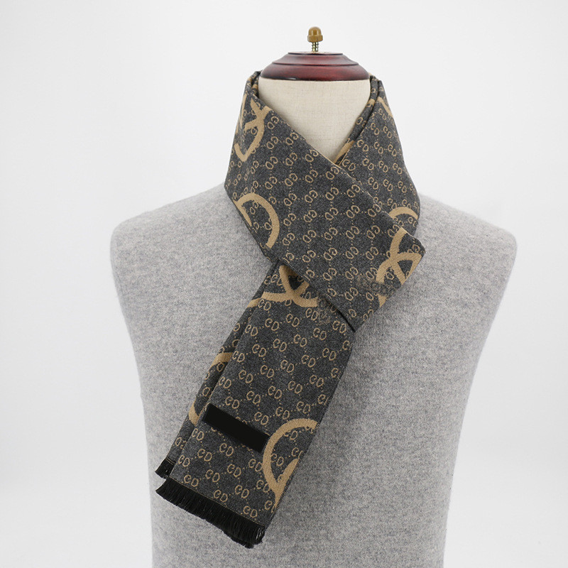 2024ใหม่ฤดูใบไม้ร่วงผู้ชายย้อนยุคแคชเมียร์อบอุ่น jacquard ไมโครยืดหยุ่นลายผ้าพันคอ