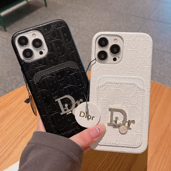 แบรนด์แฟชั่นหรูหราช่องใส่การ์ดซองหนังสําหรับiphone 16 Pro Max 11 12 13 14 15 Pro Max 16 Plusเคสโทรศัพท์พร้อมโลโก้คริสตัล