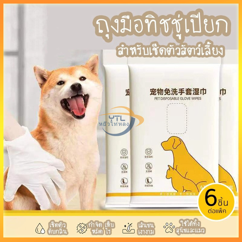 YTL ถุงมืออาบน้ำแบบแห้ง 🐱ไม่ต้องล้างน้ำ🐶 ใช้งานสะดวก สำหรับแมว สุนัข สัตว์เลี้ยง