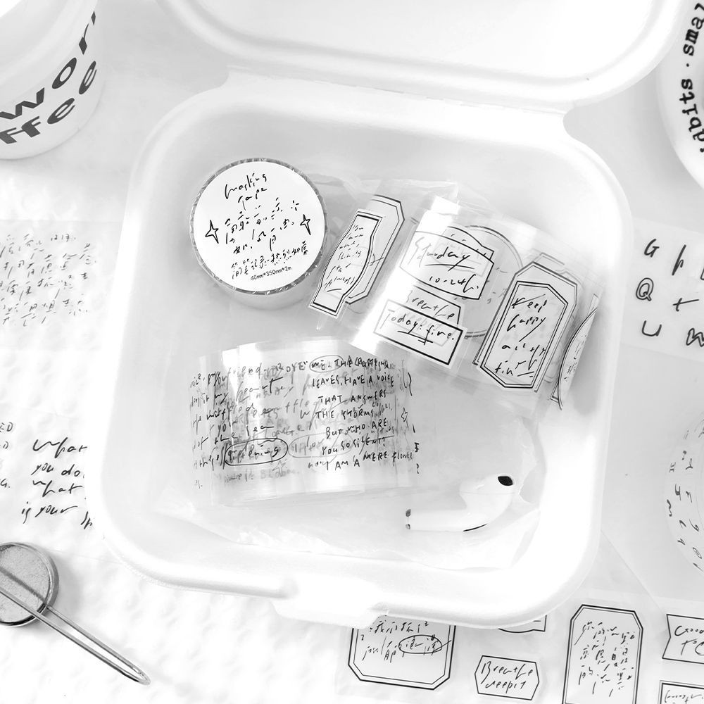 ไดลี่|Jane Notes บันทึก PET Die-Cut Tape ins สติกเกอร์ตัวอักษรภาษาอังกฤษคู่มือ DIY ฐานตกแต่ง Collage คู่มือสติกเกอร์เทป