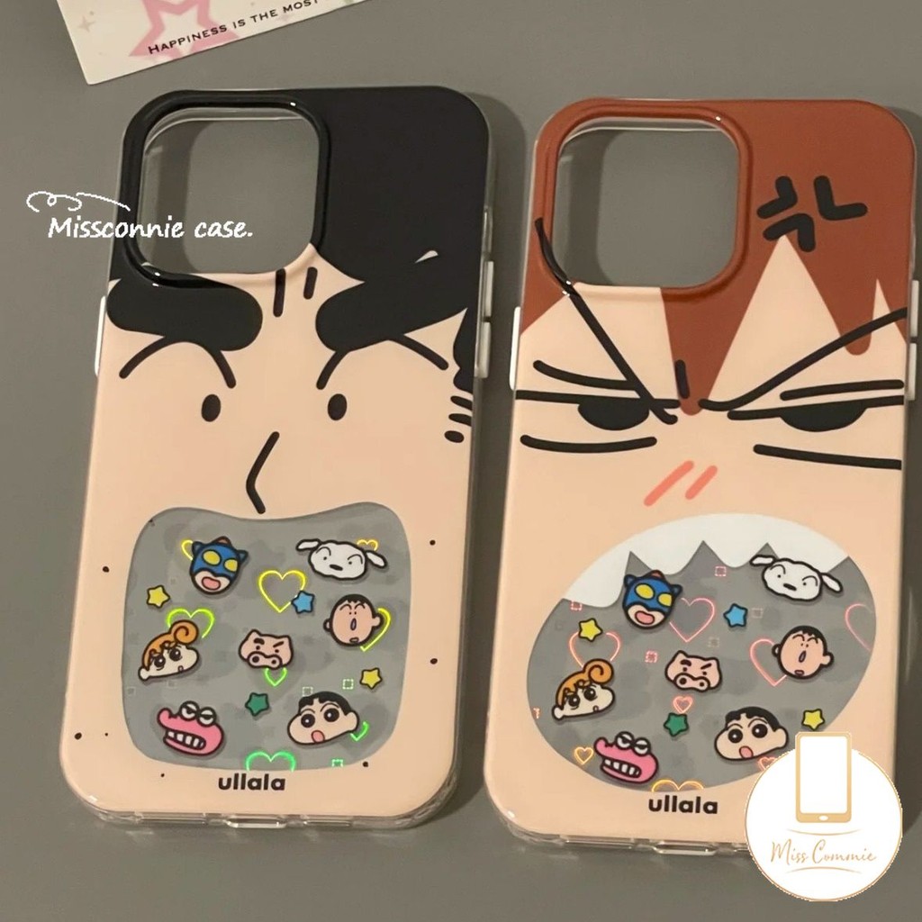 Creative Crayon Shin-Chan Nohara Misae Hiroshi Emoji คู่ Avatar สําหรับ IPhone 15 11 16 13 14 12 Pro