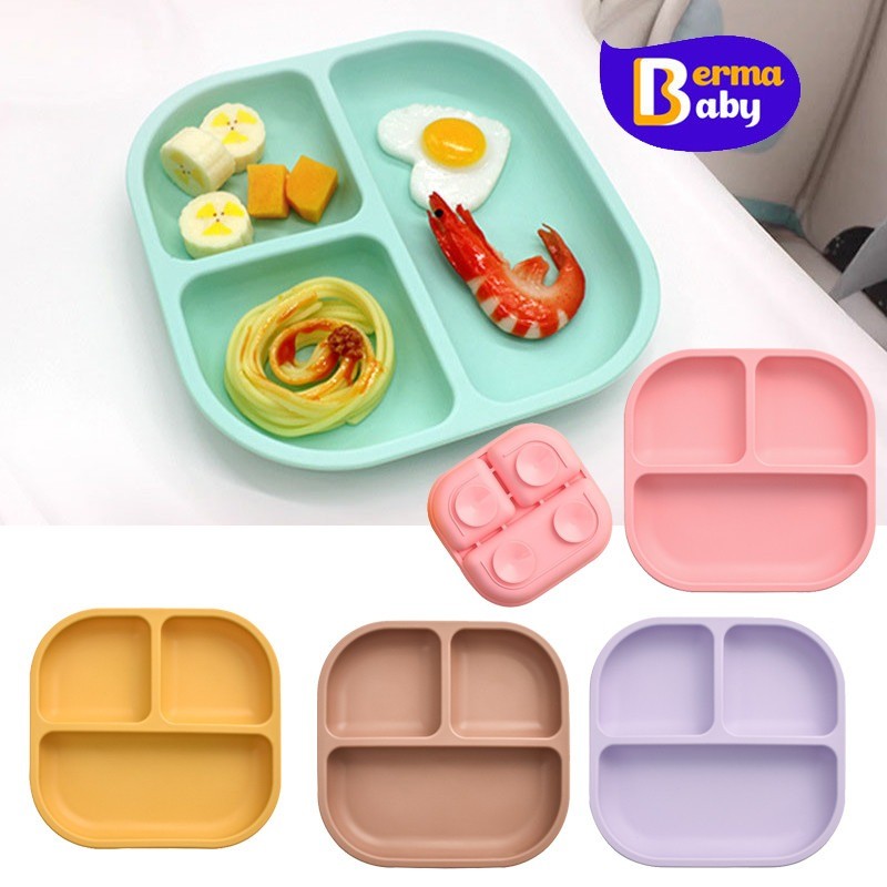 Berma Baby แผ่นซิลิโคน จานอาหารเด็ก กันกระแทก จานซิลิโคนฐานดูดสูญญากาศ