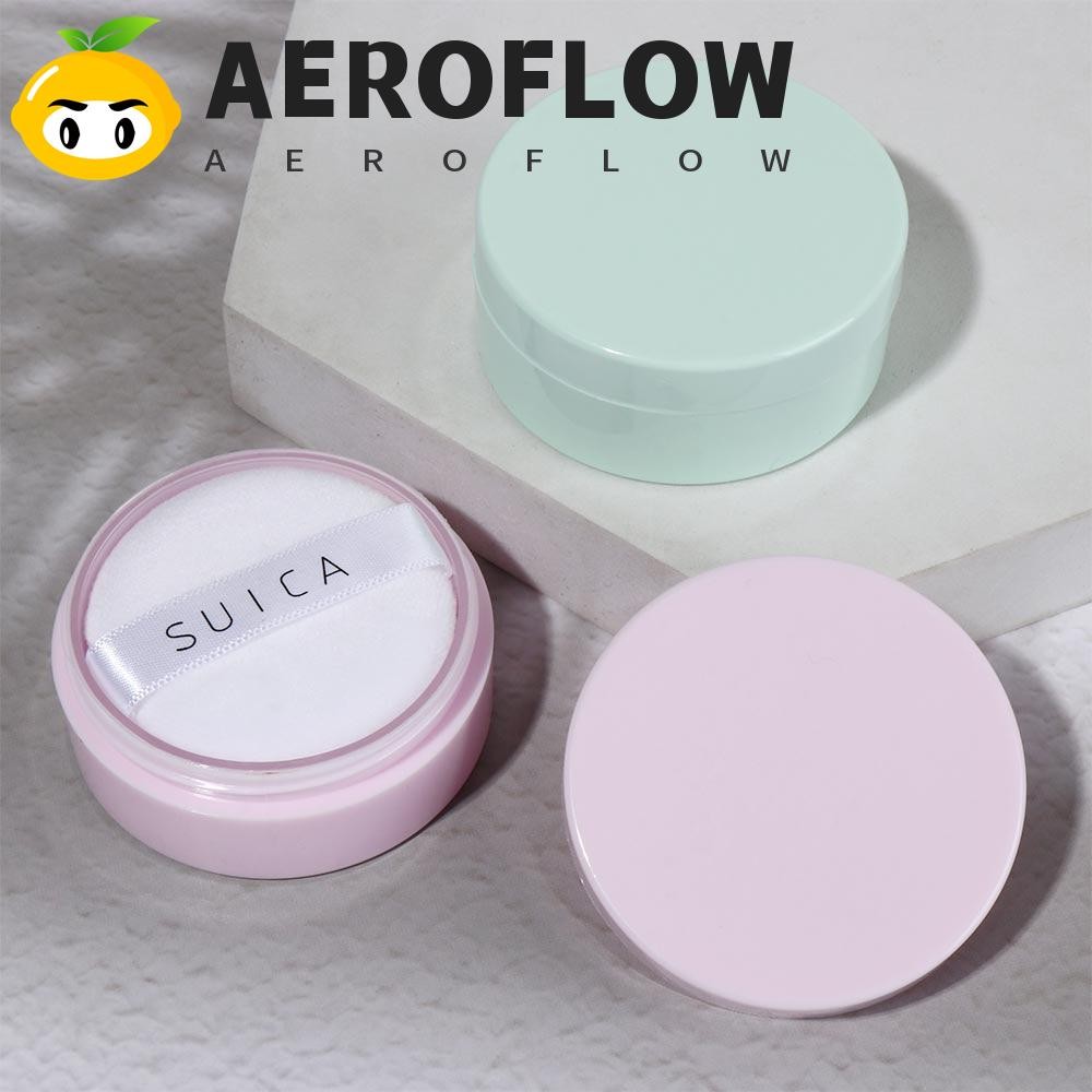 Aeroflow โถแป้งฝุ่น, ภาชนะเครื่องสําอางขนาดเล็กแบบพกพา, กันน้ํามัลติฟังก์ชั่นแบบใช้ซ้ําได้พร้อมพัฟ Makup กล่องแป้งจํานวนมากผู้หญิง