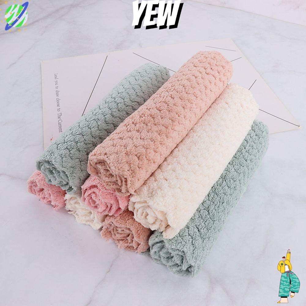 Yew 1/3PCS ผ้าทําความสะอาดกระจกหน้าต่างรถ Scouring Pad อุปกรณ์ครัวทําความสะอาด Rags