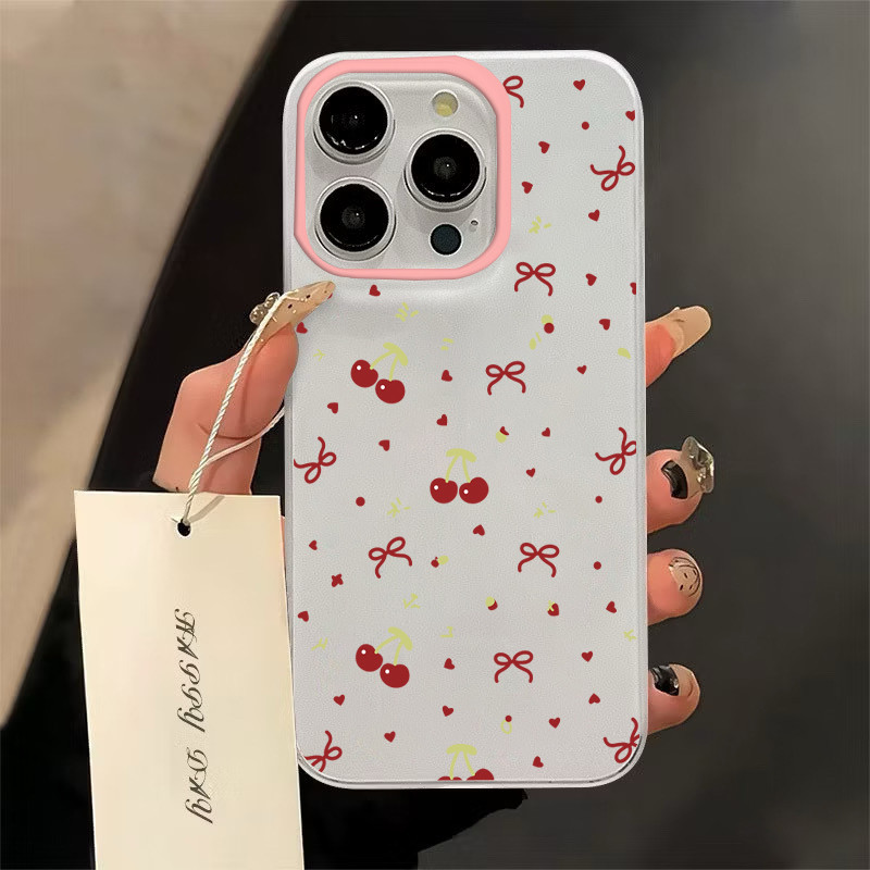 ฝาครอบโทรศัพท์นุ่มเชอร์รี่For iPhone 11 13 15 เคส ไอโฟน12 14 ProMax 7 8Plus X XR XSMaxกันกระแทก