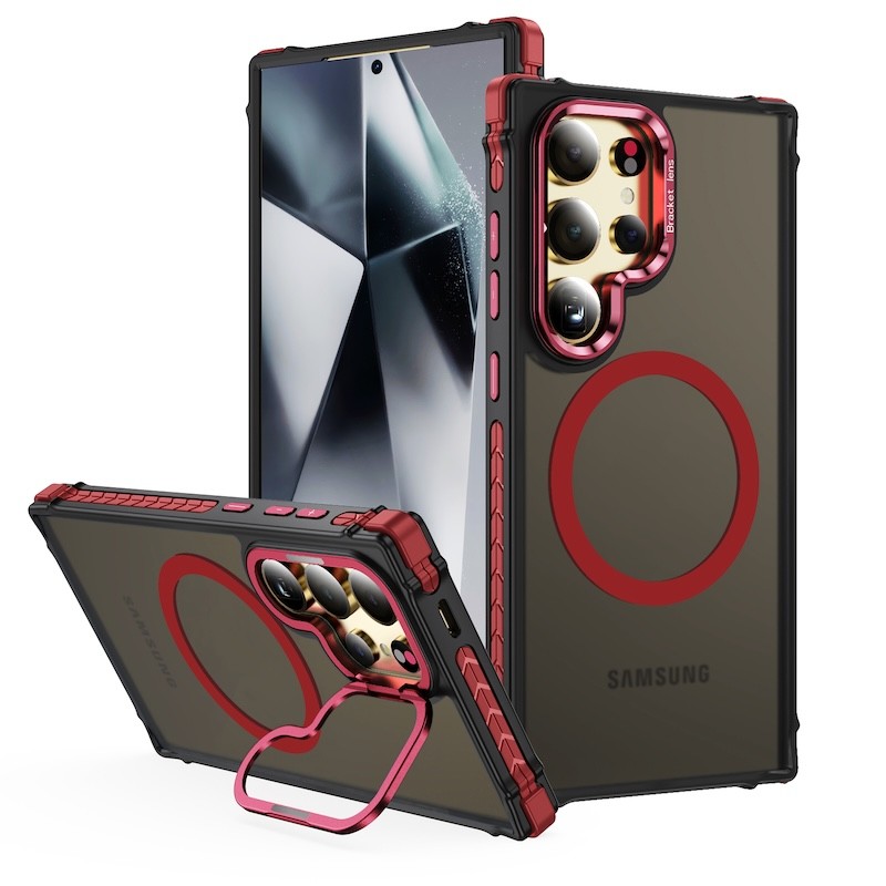 SAMSUNG Matteแม่เหล็กสําหรับsamsung Galaxy S23 S24 FE S25 Plus S23 Ultra A14 A15 A34 A54 A24 A35 A55 5Gพร้อมกล้องขาตั้งปกแข็ง