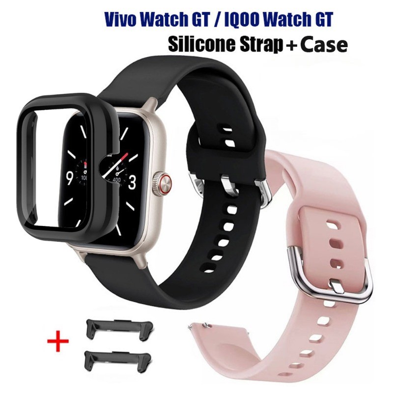 สายนาฬิกาซิลิโคน + เคสสําหรับ Vivo Watch GT สายรัดข้อมือ Quick Release เข็มขัดอุปกรณ์เสริมสําหรับ IQOO Watch GT สายรัดข้อมือ