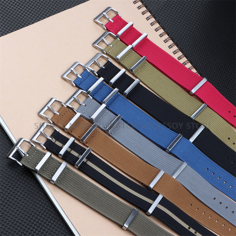 Universal ผ้าใบไนลอน NATO นาฬิกา 18 มม.20 มม.22 มม.สไตล์ทหาร One Loop กีฬาผ้าสร้อยข้อมือผู้ชายผู้หญิงสายรัดข้อมืออุปกรณ์เสริม