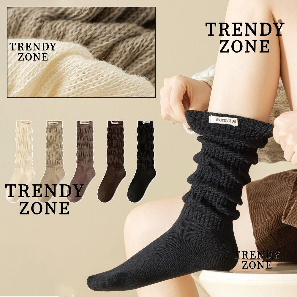 Trendyzone Tiered Piled ถุงเท้าลูกวัว, Warm Lolita ถักถุงเท้าสูง, แฟชั่นผ้าฝ้ายยืดหยุ่นฤดูใบไม้ร่วงฤดูหนาวถุงเท้ายาวสําหรับผู้หญิงสาว
