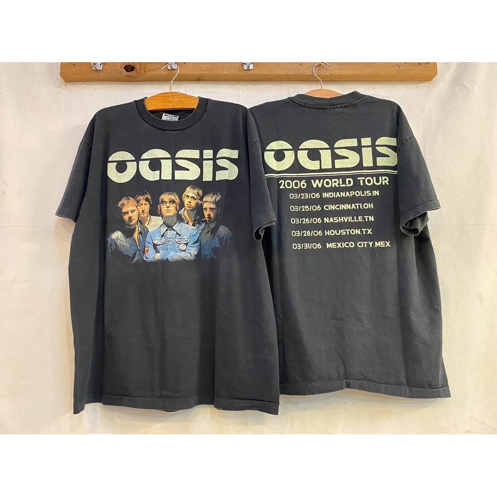 🍄 HOT Oasis เสื้อวงวินเทจ เสื้อยืดผ้าฟอก Unisex Cotton  งานใหม่ ทำเก่า ผ้าฟอกเฟดนุ่มไร้ตะเข็บข้าง Women T-Shirts
