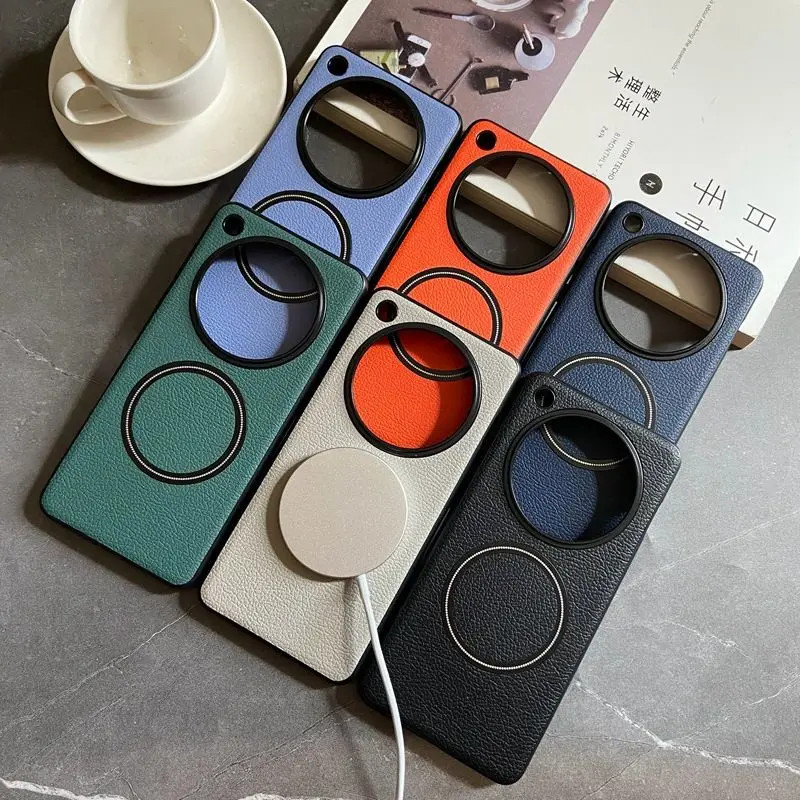 Magnetic Wireless Charger Case สําหรับ OPPO ค้นหา X8 Pro หนังหรูหรา Litchi Texture เป็นมิตรกับผิว PC สําหรับ OPPO ค้นหา X8 Pro เคสกันกระแทก