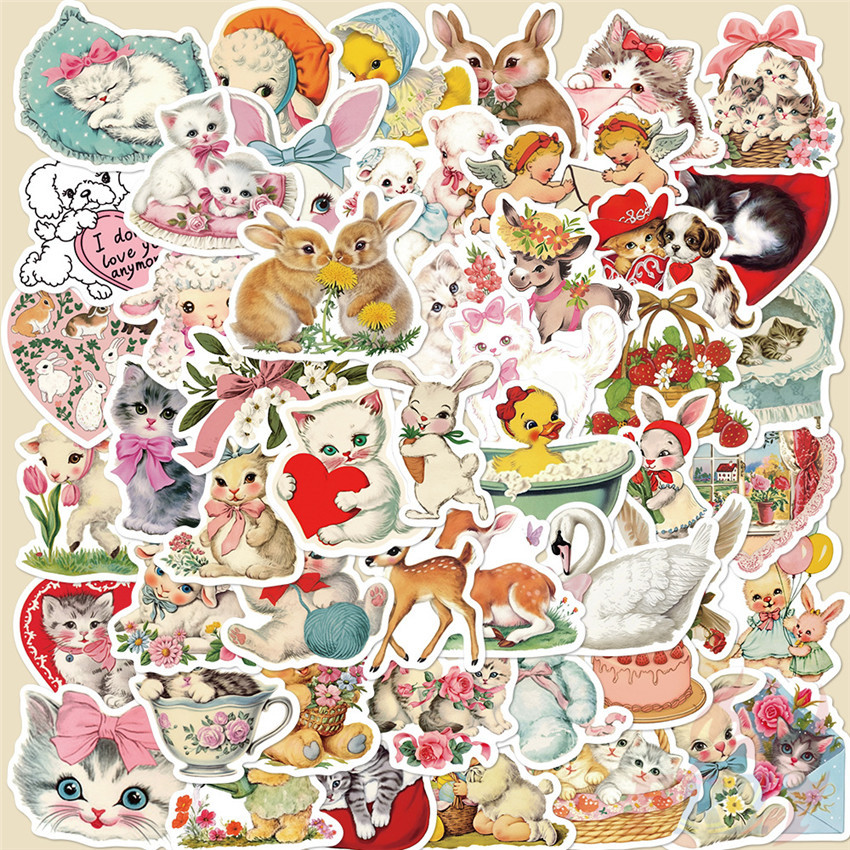 Retro Pink Girls' Daily Life Series 02 Stickers 50Pcs/Set Fashion DIY Waterproof Decals Doodle Stickers