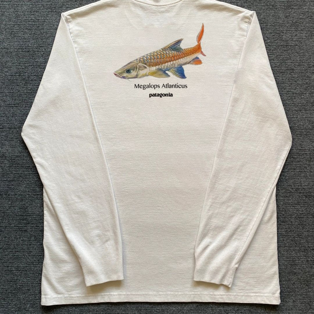 ปาตาโกเนีย เสื้อยืดแขนยาว พิมพ์ลายกีฬากลางแจ้ง ใส่สบายรอบคอ สำหรับทั้งผู้ชายและผู้หญิง