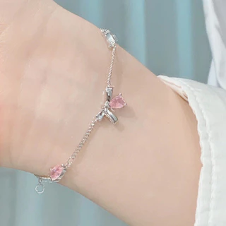 COD💖กำไลข้อมือ ผู้หญิง คริสตัลสีชมพู สร้อยข้อมือผีเสื้อ ซูซูรัน ดวงจันทร์ สร้อยข้อมือ ละเอียดอ่อนหวาน เครื่องประดับ-Lune