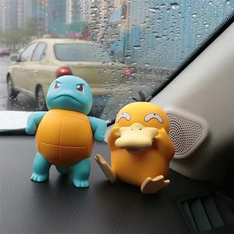 Pokemon Model Confused Psyduck Duck, Turtle Squirtle Decor Study Desk เครื่องประดับ Pokemon Zenigame