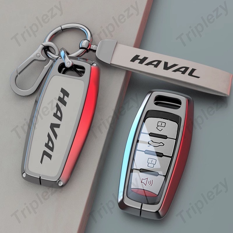 สังกะสีอัลลอยด์ฝาครอบกุญแจรถ Nappa Cowhide ของแท้หนัง TPU ป้องกันจัดแต่งทรงผมสําหรับ Haval Jolion F7