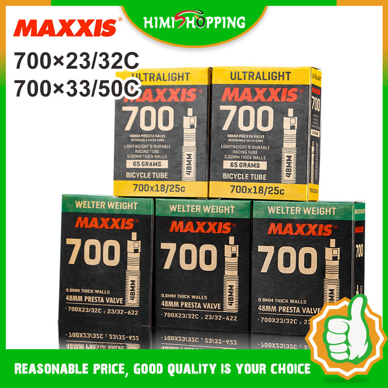 Available1pc Maxxis ยางใน Road Bike tube 700C ยางในจักรยาน 70023/32 70033/50 อเมริกัน/ฝรั่งเศสวาล์ว AV/FV 48/60 มม.0.6/0.8 มม.ความหนาล้อยางหลอดอะไหล่ขี่จักรยาน