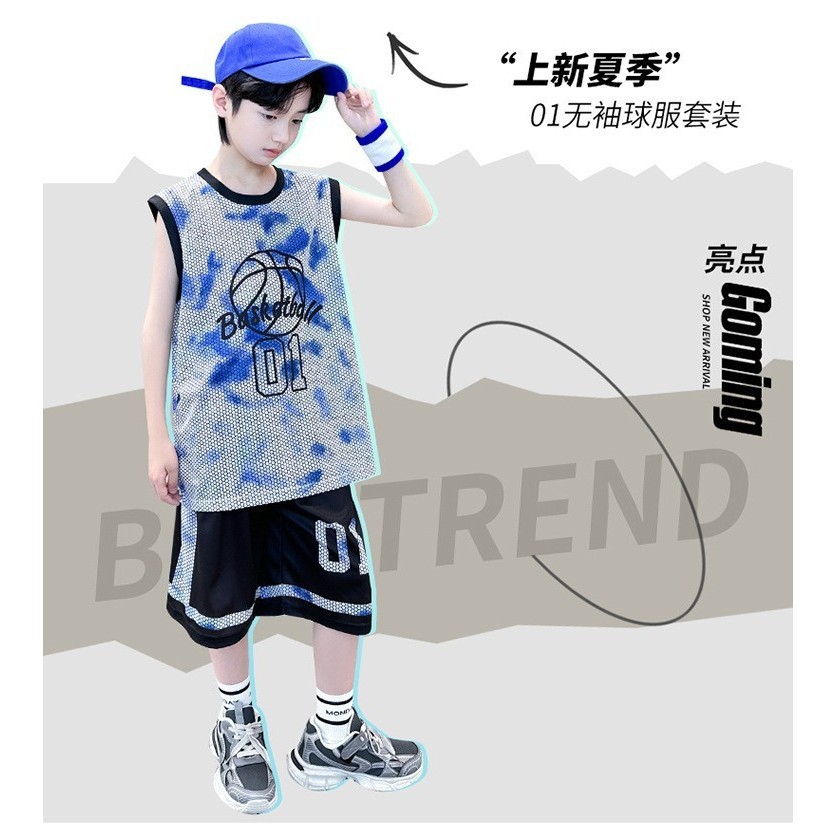 [ซี่] 110-170 พร้อมสต็อกเด็กชุดกีฬาลําลองหลวมชุดบาสเกตบอลเด็กเสื้อกั๊กกางเกงขาสั้นชุดสองชิ้นแฟชั่นเสื้อผ้าเด็กจัดส่งที่รวดเร็ - รูปที่ 5