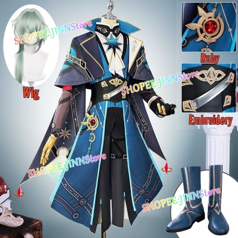 -JINN-เกมHONKAI Star RAIL คอสเพลย์ ANAXA คอสเพลย์เครื่องแบบวิกผมรองเท้าชุดผู้ชายอะนิเมะ Roleplay ชุด