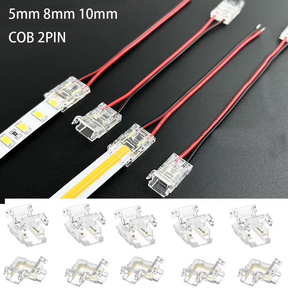 5 มม.8 มม.10 มม.1PCS ฟรีเชื่อม 2pin COB LED Strip L-Shap มุม Extension Wire Terminal LED Connectors ไม่มี Dark สําหรับ COB Strip ไฟ