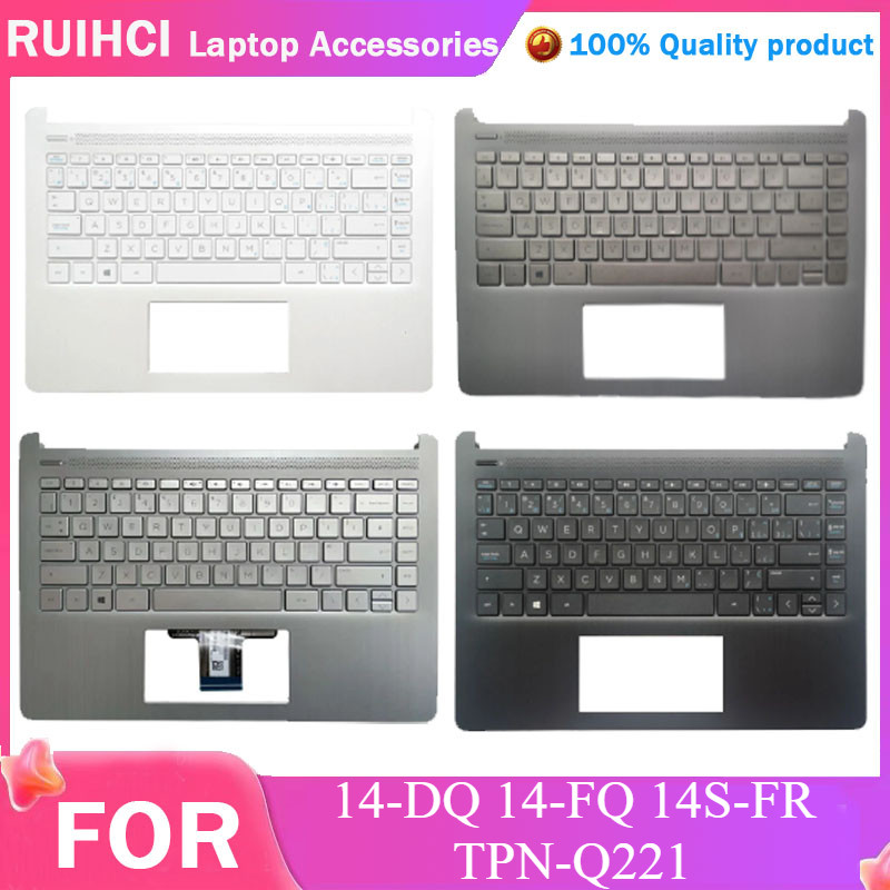 Origianl ใหม่สําหรับ HP 14-DQ 14-FQ 14S-FR TPN-Q221 US RU แป้นพิมพ์แล็ปท็อป Palmrest ฝาครอบด้านบนเปล