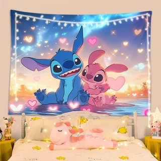 [จัดส่งจากประเทศไทย] agirl Starbaby Stitch ผ้าพื้นหลังตกแต่งห้องอะนิเมะน่ารักแขวนผ้าปรับปรุงห้องนอนผ้าติดผนังถ่ายภาพติดผนัง