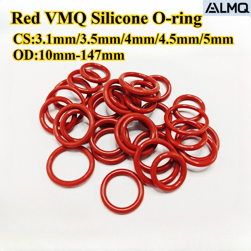 [LMQ-OXQ] โอริงซิลิโคน VMQ สีแดง (CS3.1 มม./3.5 มม./4 มม./4.5 มม./5 มม. * OD10 มม.-147 มม.) แหวนปิดผนึก, ปะเก็นกลมยาง, ความยืดหยุ่นสูง