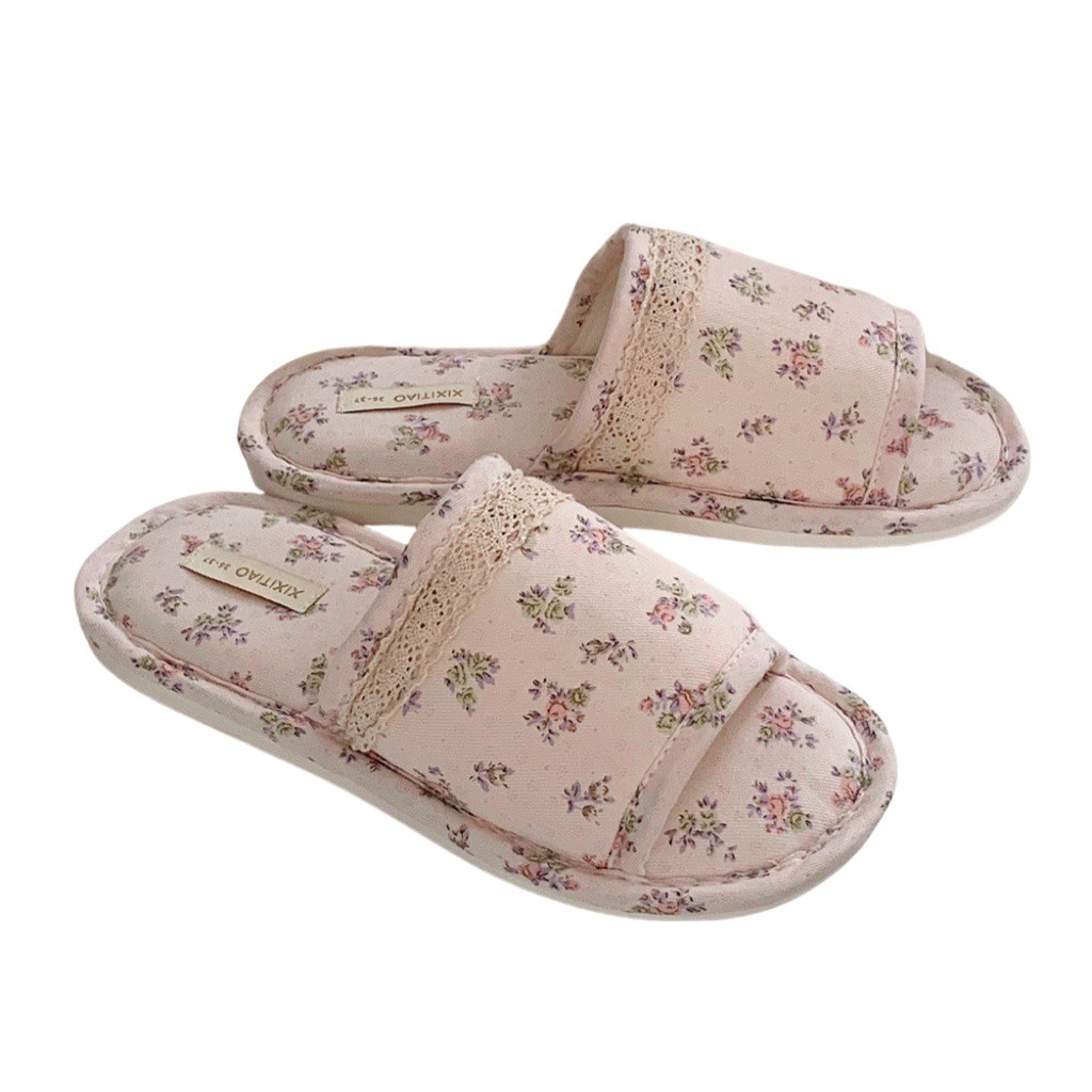Xixtiao Four Seasons Universal Retro Floral Cotton Linen รองเท้าแตะสุภาพสตรี Sweet Home สบาย - รูปที่ 7