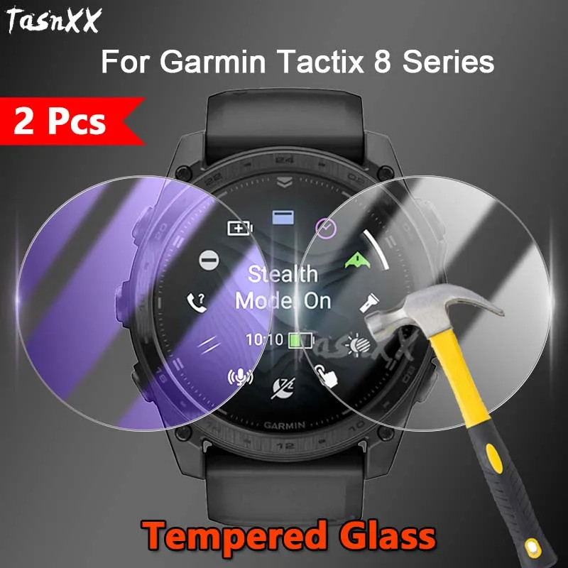 1/2/3/5 PCS สําหรับ Garmin Tactix 8 47 มม.51 มม.SmartWatch 2.5D Slim Clear/Anti สีม่วง 9H Tough กระจกนิรภัยป้องกันหน้าจอฟิล์ม