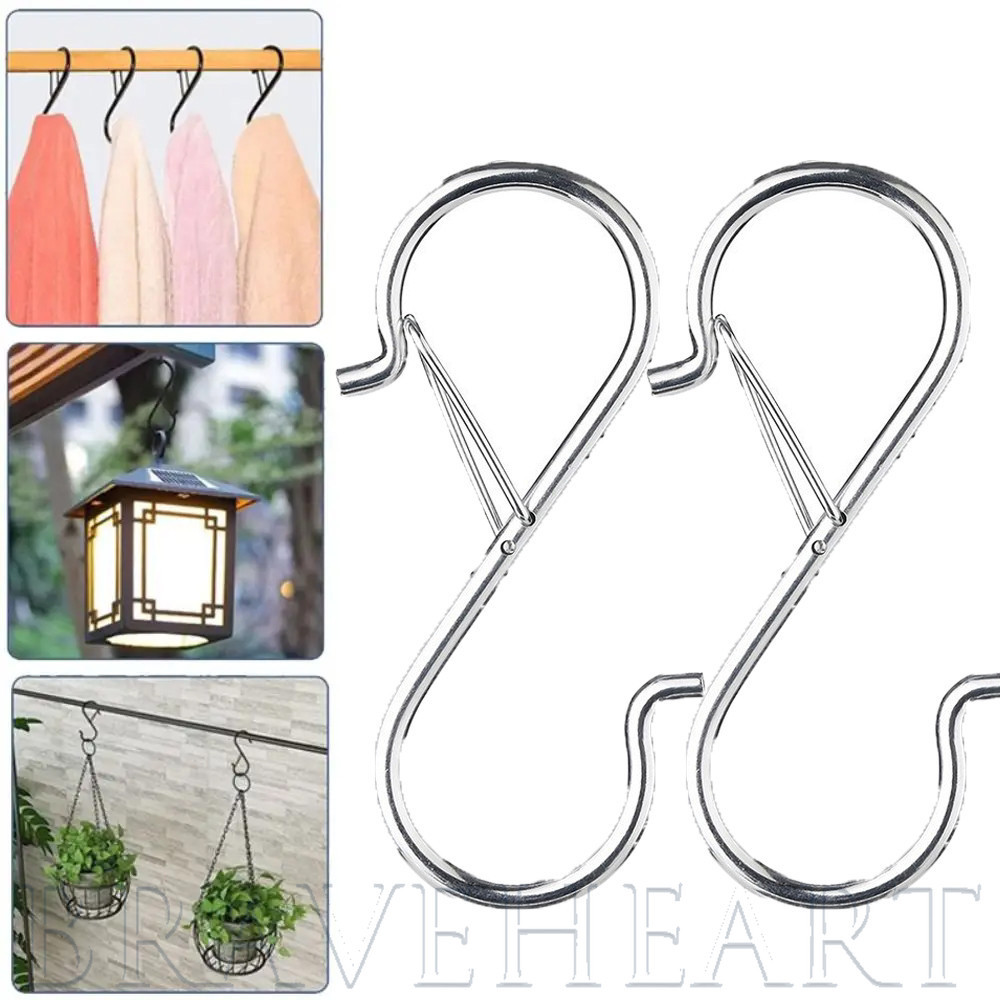 เหล็กเสริม 9 ซม. S-Hook | ตะขอคู่กันลมพร้อมดีไซน์กันลื่นไม้แขวนเสื้อโลหะหนาสําหรับเสื้อโค้ทหนัก/ผ้าม่าน/พืช, สีเงิน (1/3/5 แพ็ค)
