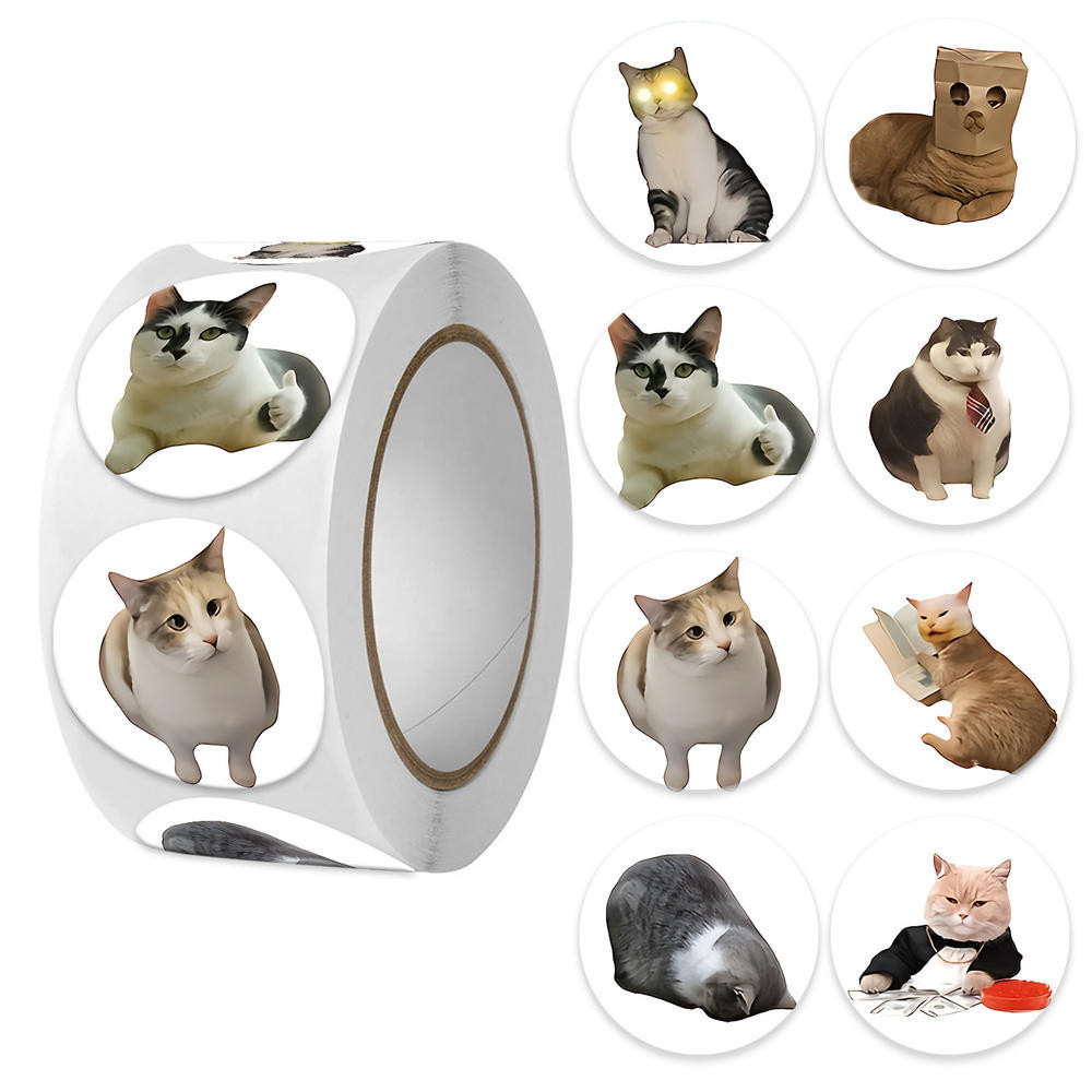 สติ๊กเกอร์แมว 500 ชิ้น - สติ๊กเกอร์แมวตลก, แมวเศร้า, Grumpy Cat, ของขวัญคนรักแมว, แก้วแล็ปท็อป Decals
