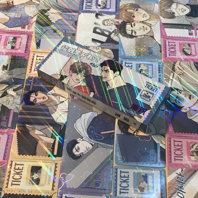 40 ชิ้น/แพ็คเกาหลีมังงะ BL Manwha End เลเซอร์ตั๋วสี่เหลี่ยมบุ๊คมาร์ค 40 ชิ้น LOMO โปสการ์ดการ์ตูน Jinx Yaoi Jaekyung Kim Dan คอลเลกชันการ์ด