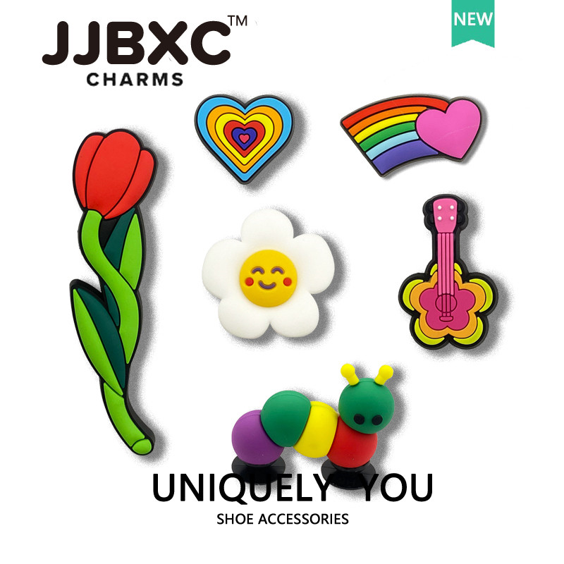 JJBXC charm จิบบิท Tulip Rainbow ตัวติดรองเท้าดอกไม้สีสัน สำหรับคนชอบธรรมชาติ DIY จิ๊บบิท charm