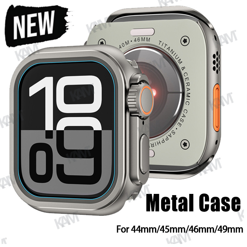 [Kam]สําหรับ App-le Watch Ultra 2 49mm Series 10 46mm เคสป้องกันโลหะ, เปลือกอลูมิเนียมอัลลอยด์พร้อมกรอบกันชน 44mm 45mm