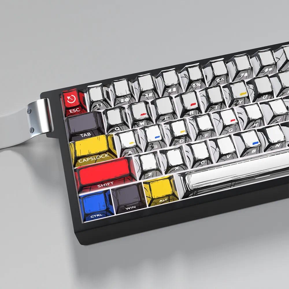 Caricature Keycap Cherry Profile PBT Letter Side-แกะสลักการส่งผ่านแสง Wooting Ace60 EZ63 Mad68 Mechanical Cool Keycaps Graffiti Keycap สําหรับ 60/65/68 - รูปที่ 3