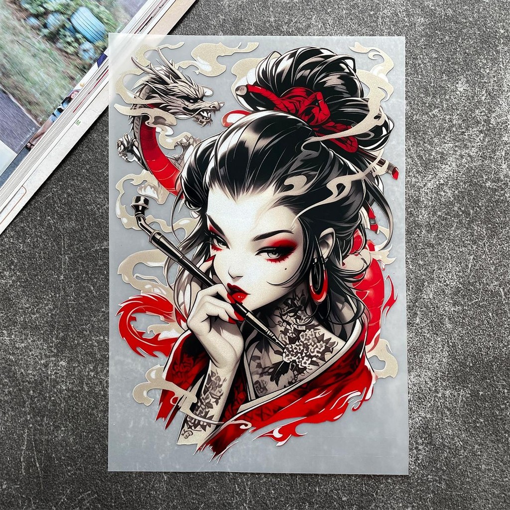 JDM หญิงงาม มอไซ สกูตเตอร์ สะท้อนแสง สติ๊กเกอร์ ตกแต่งรถ หมวกกันน๊อค กันน้ำ ชุดสี Kawasaki  Vespa