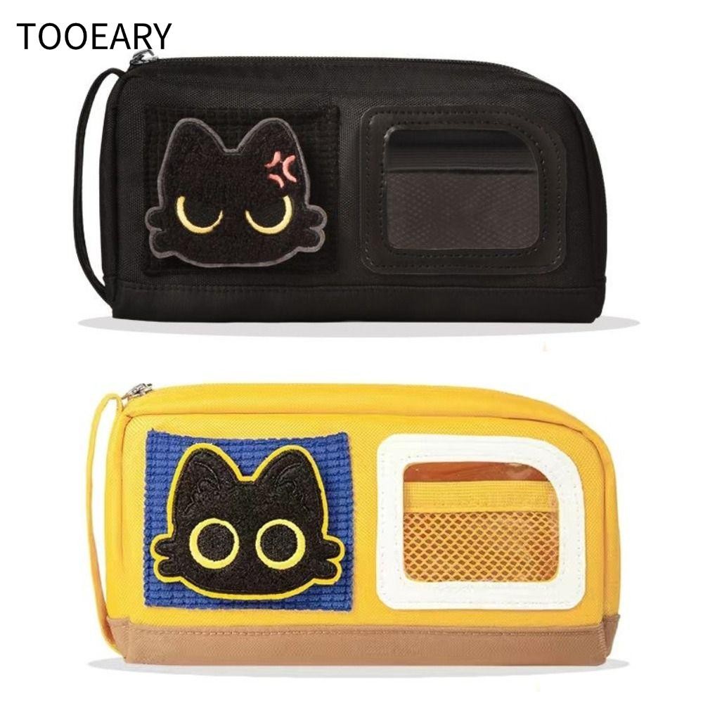 แทนคาริตสึ กระเป๋าใส่ปากกา,แมวดําดินสอความจุขนาดใหญ่,ถุงเก็บเครื่องเขียนป้องกันสิ่งสกปรกหลายชั้นนักเรียน