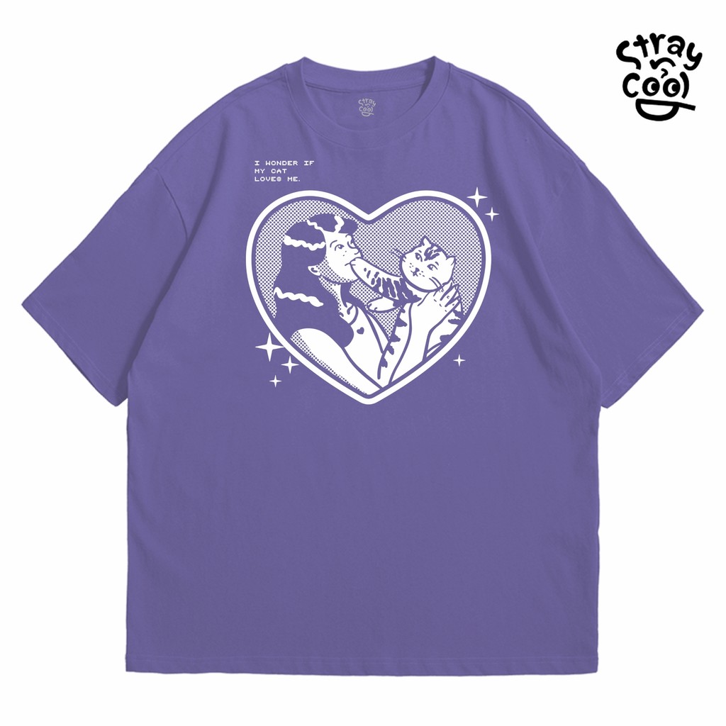 Strayandcool เสื้อยืดโอเวอร์ไซส์ "I wonder if my cat loves me" Oversized T-shirt