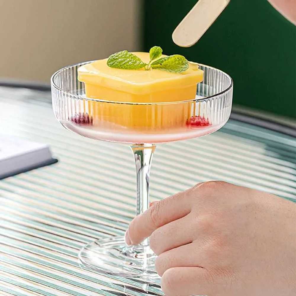 Duzzlor Ice Cream Pudding Glass Cake Tar Dessert Glass Stem Model - KT011